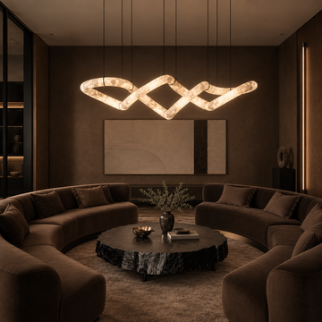 Alabaster Loop Chandeliers: How Curved Forms Shape Long and Open Rooms