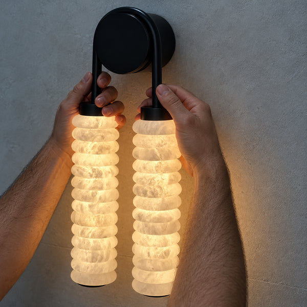 Averciel Alabaster Ribbed Wall Light 10