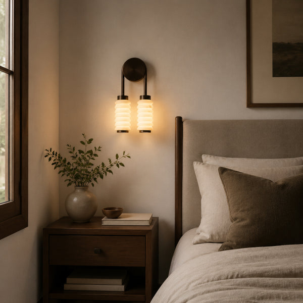 Averciel Alabaster Ribbed Wall Light 7