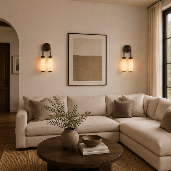 Averciel Alabaster Ribbed Wall Light 8