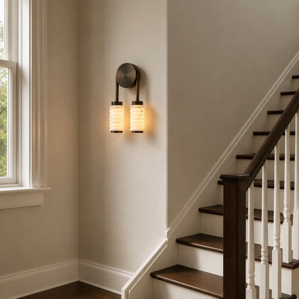Averciel Alabaster Ribbed Wall Light 9