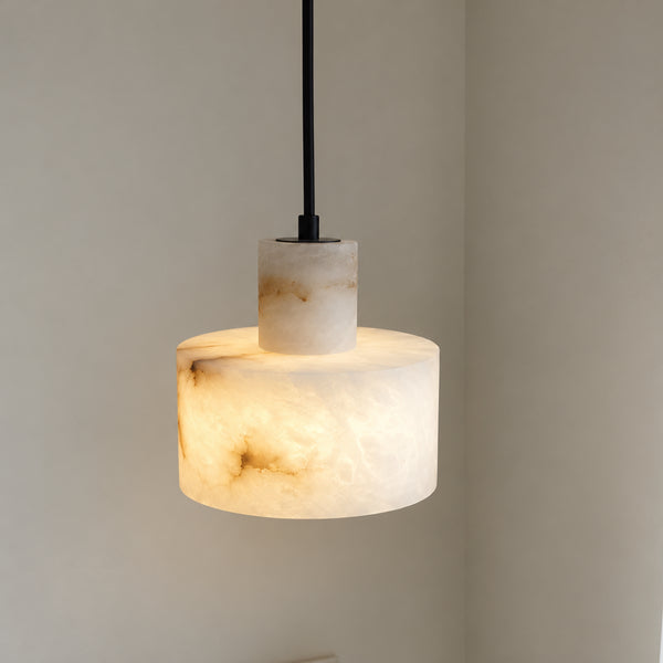 Brelmont Alabaster Drum Pendant Light 12