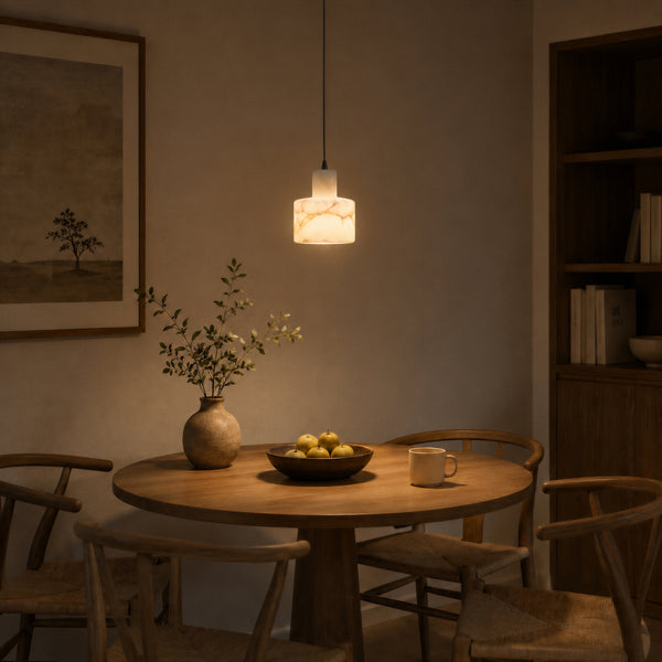Brelmont Alabaster Drum Pendant Light 4