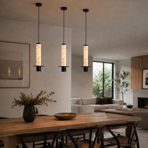 Caldovene Alabaster Cylinder Pendant Light 7