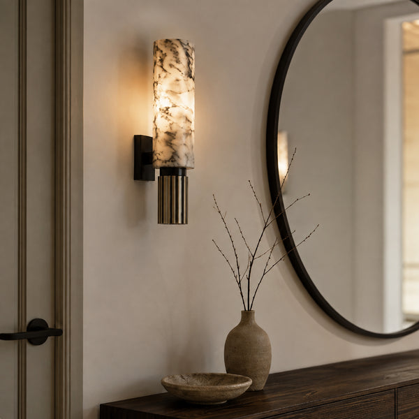 Caldrene Alabaster Cylinder Wall Light 4