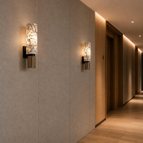 Caldrene Alabaster Cylinder Wall Light 5