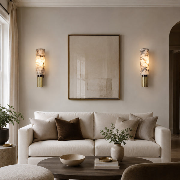 Caldrene Alabaster Cylinder Wall Light 6