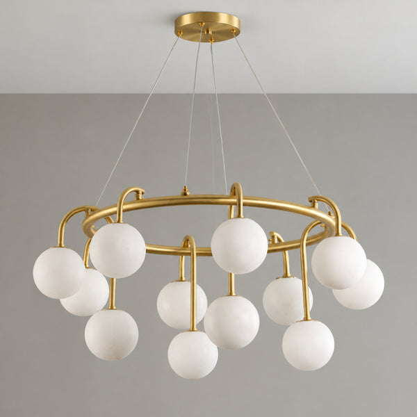 Calvi Alabaster Globe Ring Chandelier 14
