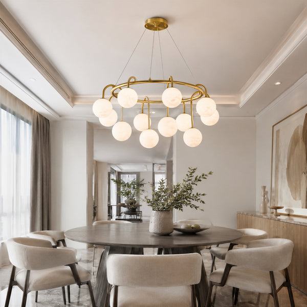 Calvi Alabaster Globe Ring Chandelier 5
