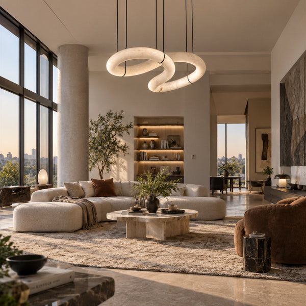 Cyralon Alabaster Loop Chandelier 2