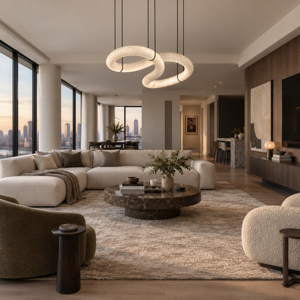 Cyralon Alabaster Loop Chandelier 7