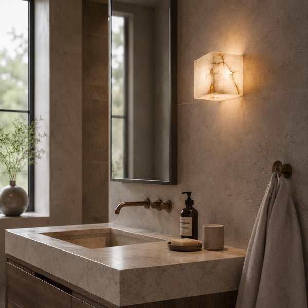 Dervik Alabaster Cube Wall Light 5