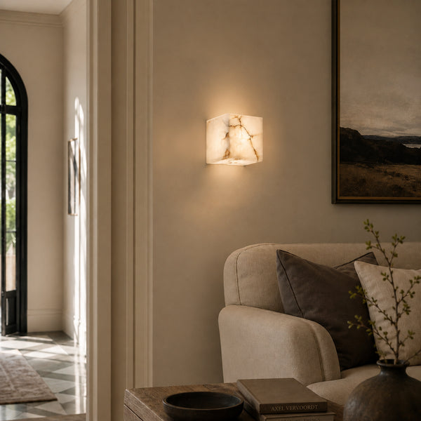 Dervik Alabaster Cube Wall Light 7