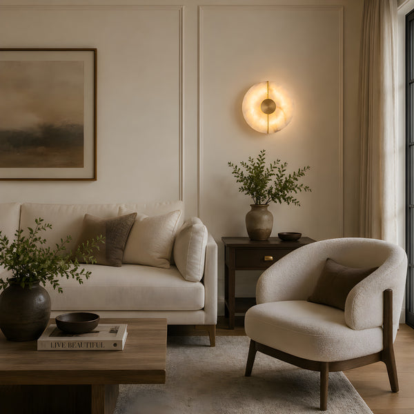 Erlavin Alabaster Disc Wall Light 9