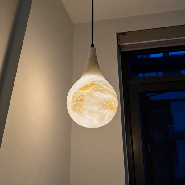 Lunvero Alabaster Teardrop Pendant Light  13