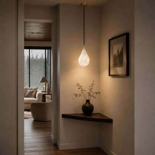 Lunvero Alabaster Teardrop Pendant Light 4