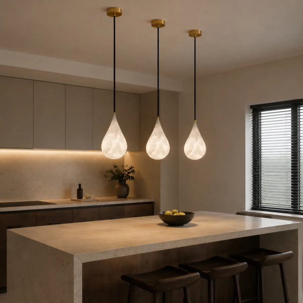 Lunvero Alabaster Teardrop Pendant Light 7