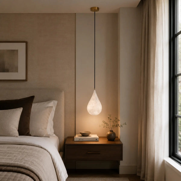 Lunvero Alabaster Teardrop Pendant Light 8