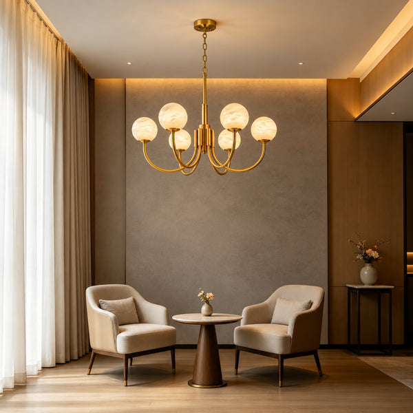 Oierta Brass Alabaster Chandelier 5