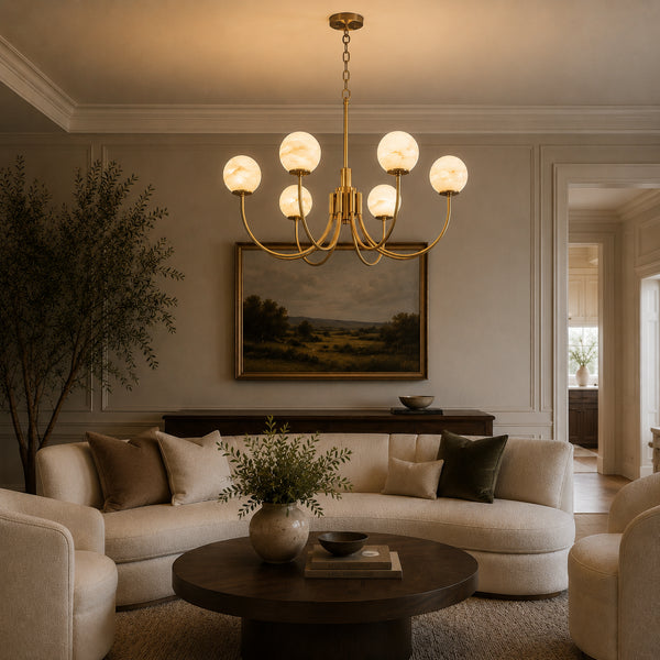 Oierta Brass Alabaster Chandelier 8
