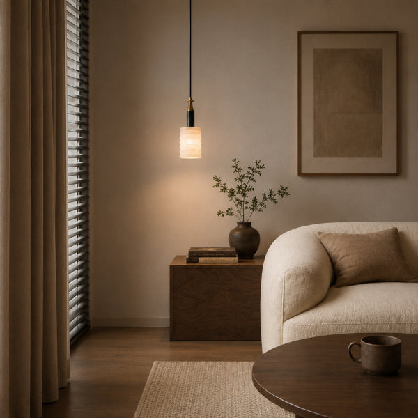 Orlisk Alabaster Ribbed Pendant Light 5