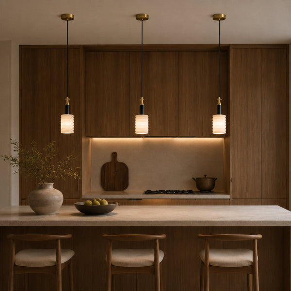Orlisk Alabaster Ribbed Pendant Light 6