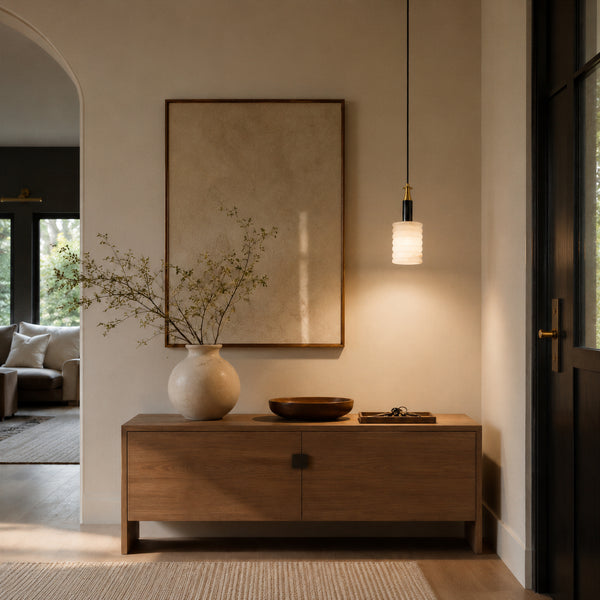 Orlisk Alabaster Ribbed Pendant Light 7