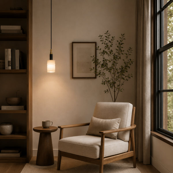 Orlisk Alabaster Ribbed Pendant Light 8