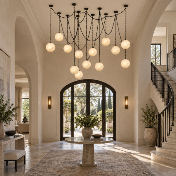 Orswell Alabaster Globe Swag Chandelier 16