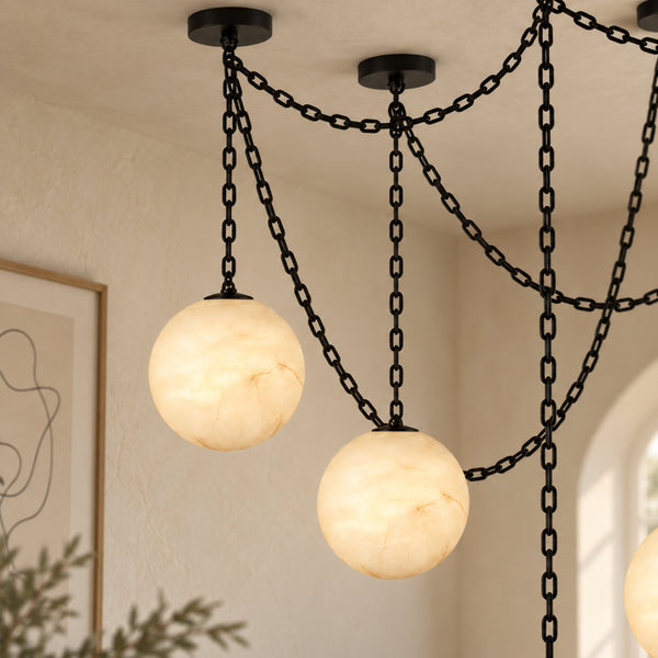 Orswell Alabaster Globe Swag Chandelier 20