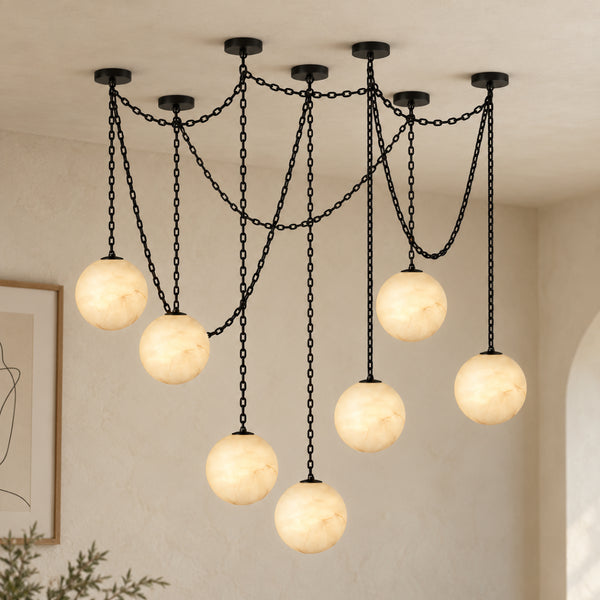 Orswell Alabaster Globe Swag Chandelier 21