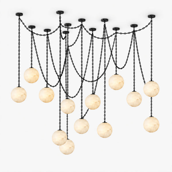 Orswell Alabaster Globe Swag Chandelier 4
