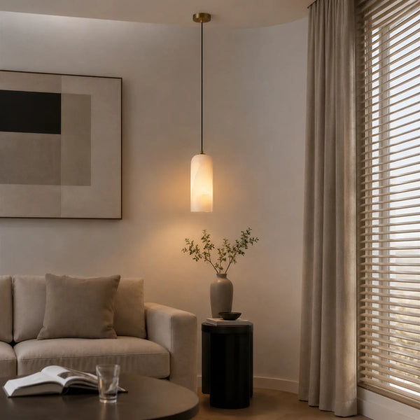 Perren Alabaster Cylinder Pendant Light 5