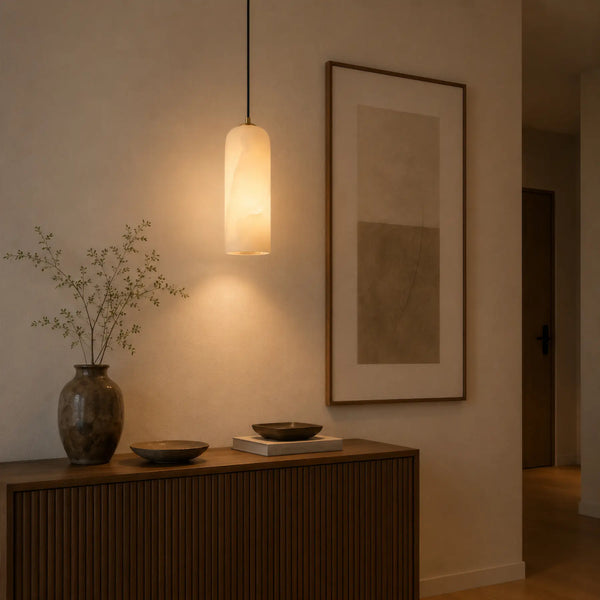 Perren Alabaster Cylinder Pendant Light 7