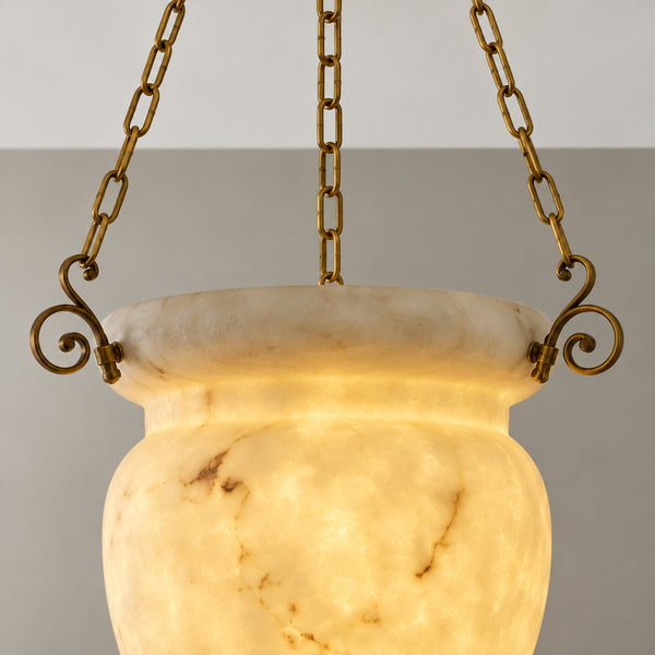 Seravelle Alabaster Urn Pendant Light 12