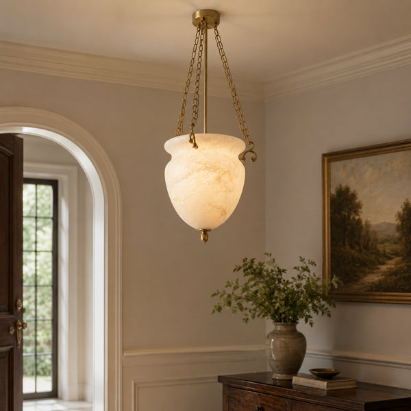 Seravelle Alabaster Urn Pendant Light 2