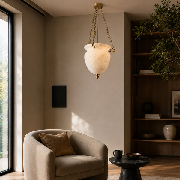 Seravelle Alabaster Urn Pendant Light 3