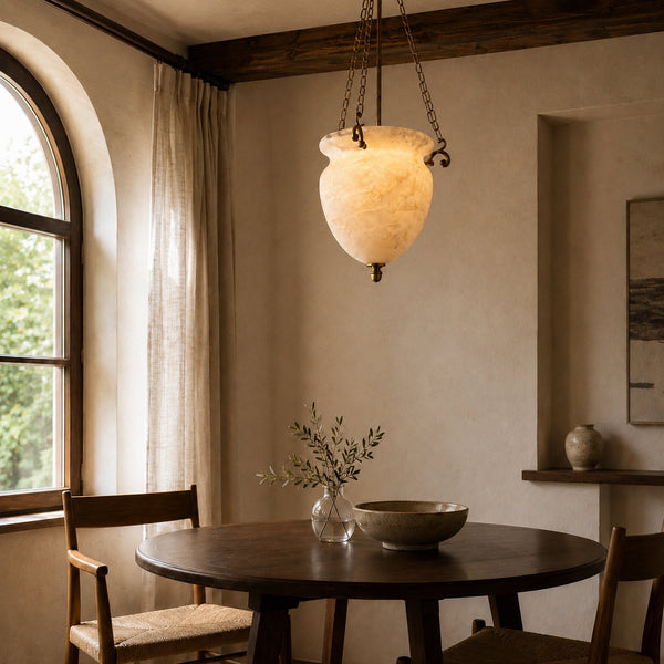 Seravelle Alabaster Urn Pendant Light 5