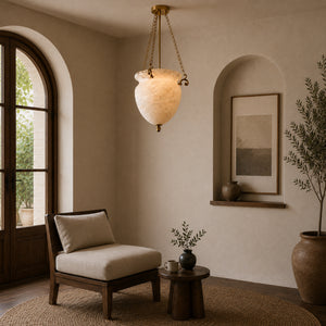 Seravelle Alabaster Urn Pendant Light 7