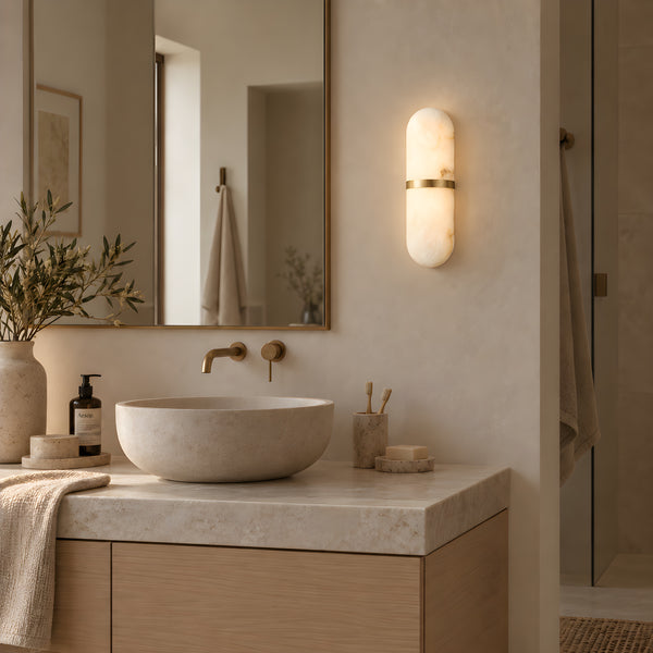 Varcelyn Alabaster Capsule Wall Lamp 10